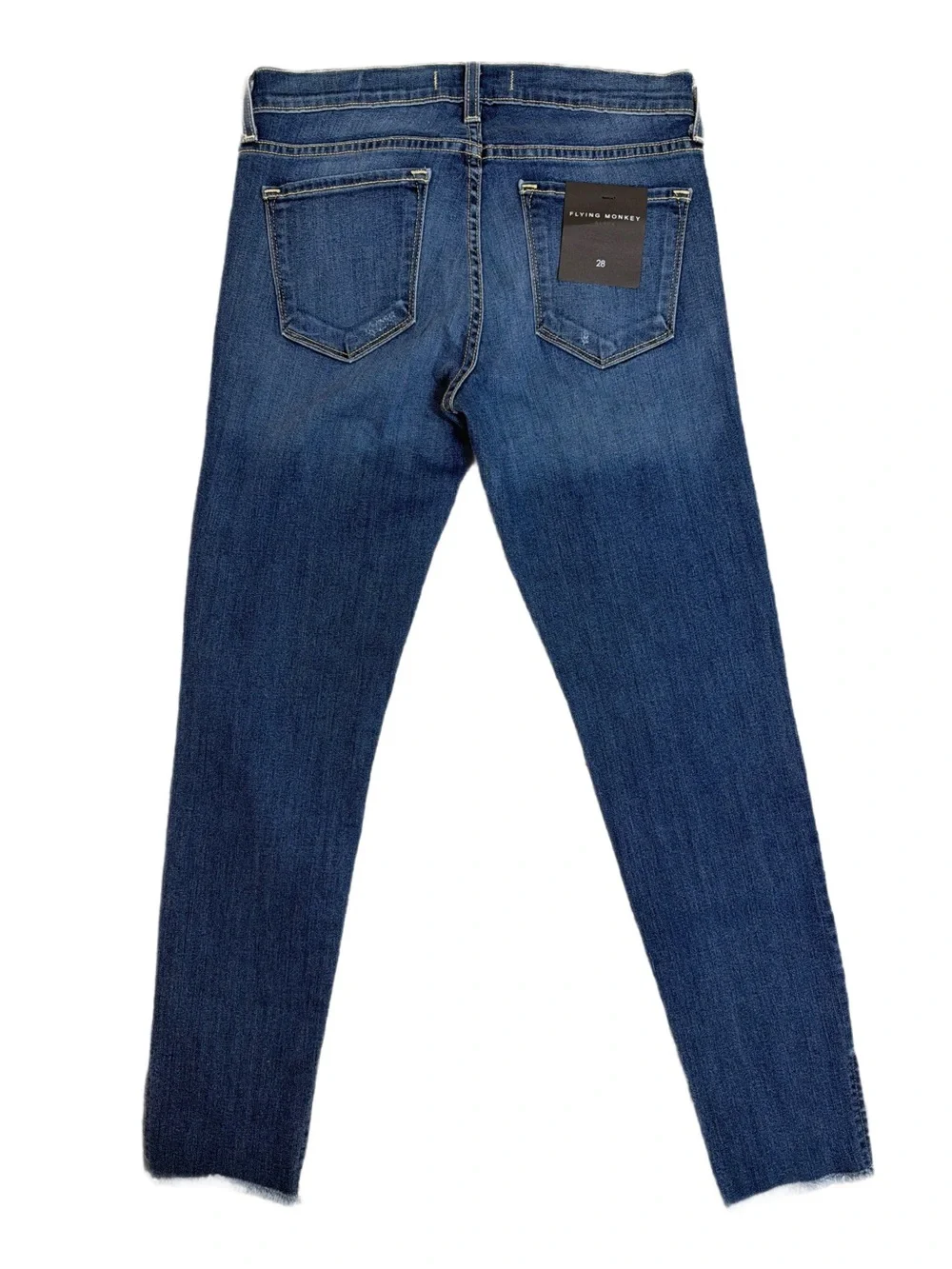 Flying Monkey Mid Rise Straight Stretch Distressed Jeans